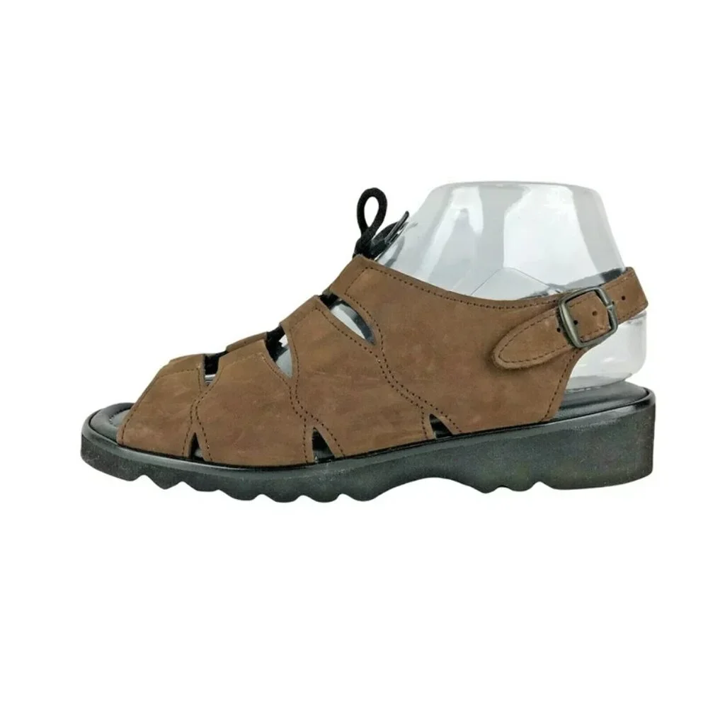 Volks‎ Walkers Girls Brown Leather Adjustable Buckle Strappy Sandals Size US 7.5